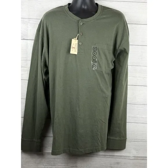 Red Head Green Henley Shirt 3XL Long Sleeve Casual Pocket - Picture 2 of 12